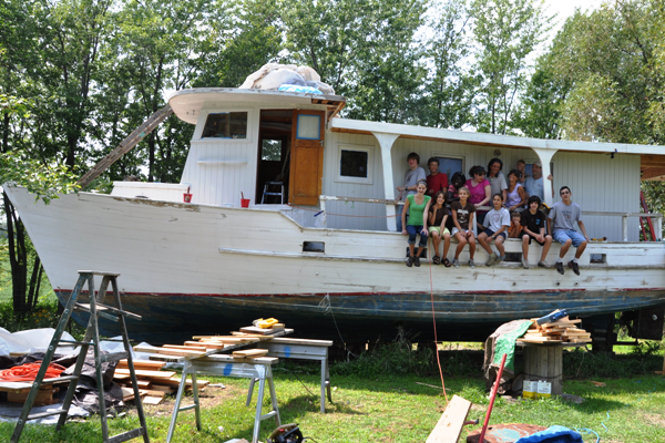 Water worthy again - for youth, by youth.  The 43 ft. river craft is on the river, thanks to youth labor.