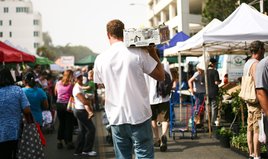 Chef CJ shops weekly at the Santa Monica farmer’s market. CJ at market