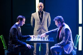 Match of the Century. Euan Morton, Chris Sizemore, and Jeremy Kushnier in Chess at Virginia’s Signature Theatre through September 26, 2010. www.signature-theatre.org. Photo credit Scott Suchman. Match of the Century.