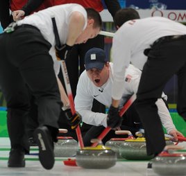 John Shuster calls the sweeping. Photo courtesy of USOC. John Shuster calls the sweeping. Photo courtesy of USOC.