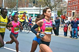 Kara Goucher in the Boston Marathon