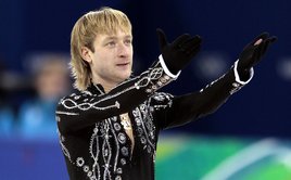 Russia's Evgeni Plushenko in the men's short program on Tuesday. Photos: United Press International.