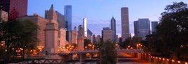 Chicago at dawn on marathon morning. Photo by Phil Hospod.