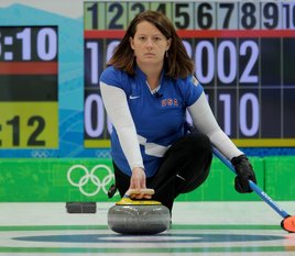 Women's skip Debbie McCormick throws the stone. Photo courtesy of USOC. Women's skip Debbie McCormick throws the stone. Photo courtesy of USOC.