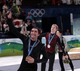 Evan Lysacek after winning the men's figure skating gold. Photos: United Press International