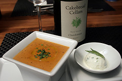Lobster bisque with tarragon shallot sorbet
