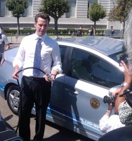 August 25, 2010 Newsom demonstrates the new charging system