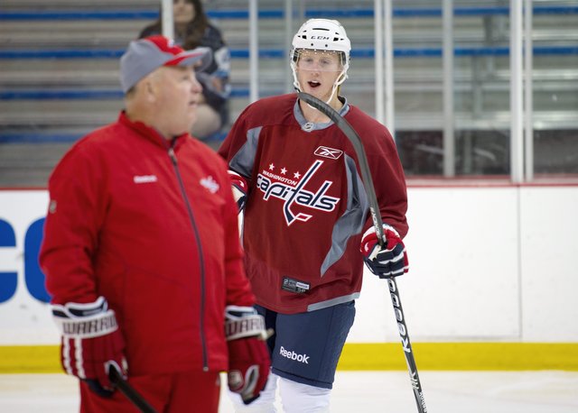 Washington Capitals prospect Cody Eakin made an a positive impression in development camp, though he was hard on himself when asked to assess his performance Saturday. The 20-year-old center is looking to crack the NHL roster. (Rod Lamkey Jr./The Washington Times)