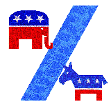 Illustration Republicans and Democrats by Alexander Hunter for The Washington Times