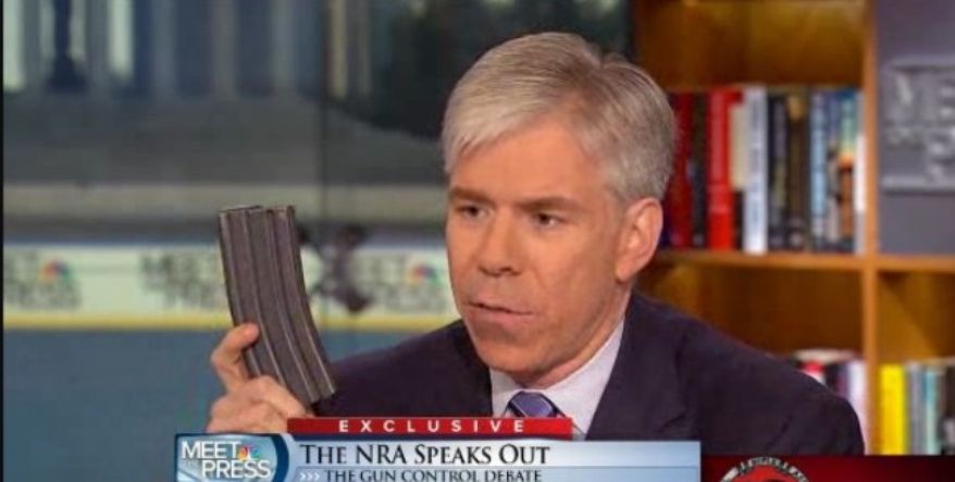 David Gregory holding a 30-round magazine at NBC's Washington bureau (NBC/Meet the Press)