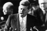 President John F. Kennedy delivers his inaugural address after taking the oath of office at the Capitol in Washington on Jan. 20, 1961. (Associated Press)