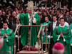 ** FILE ** Pope Benedict XVI leaves St. Peter's Basilica on a mobile platform at the end of a Mass at the Vatican on Sunday, Oct. 16, 2011. (AP Photo/Gregorio Borgia)