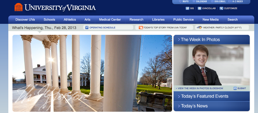 (Screenshot of the University of Virginia website)