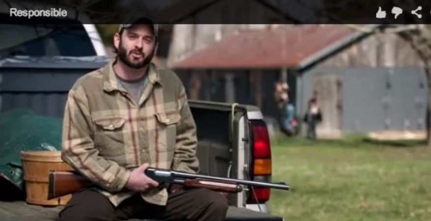 Ad entitled "Responsible" produced by Mayor Mike Bloomberg's organization Mayors Against Illegal Guns. The ad is running in 13 states to pressure U.S. senators to vote for gun-control legislation.