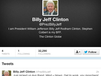 A screen grab of former President Bill Clinton's faux Twitter account for comedian Stephen Colbert.