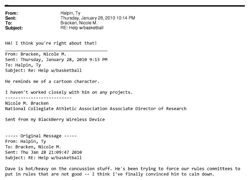 emails ncaa internal halpin concussion questions concuss wrote ha raise think right re