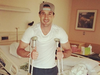 D.C. United's Chris Pontius shown after undergoing hamstring surgery April 23, 2014. (D.C. United via Twitter)