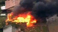Raw: House Burns After Massive Oklahoma Tornado