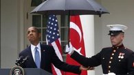 Raw: Marines Come to Obama's Aid in the Rain