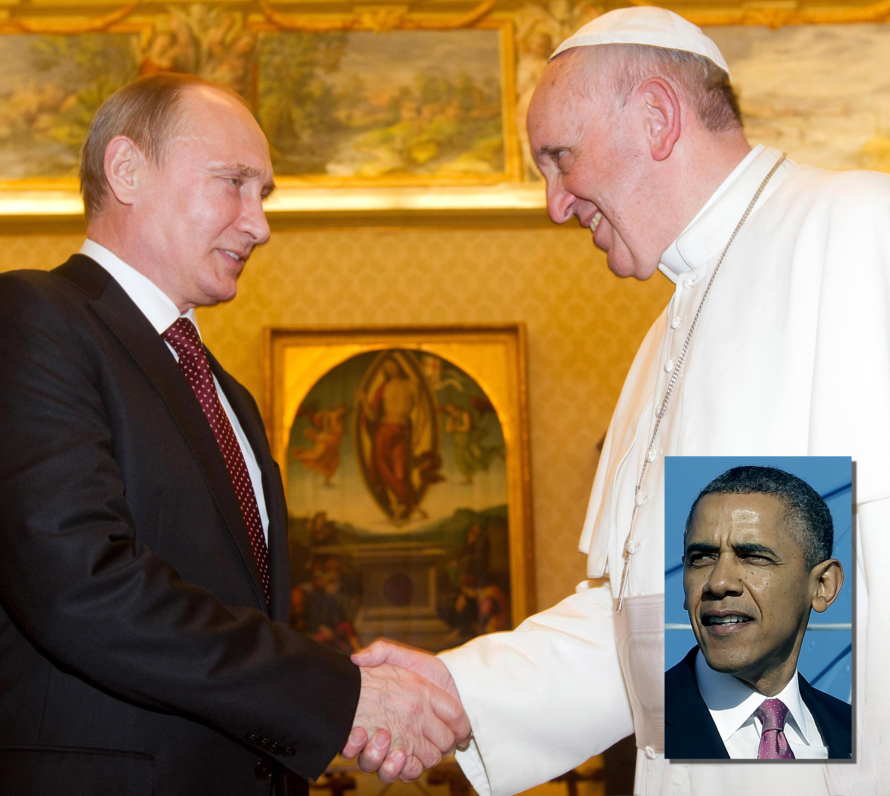 Pope shakes hands with ring-swiping Putin