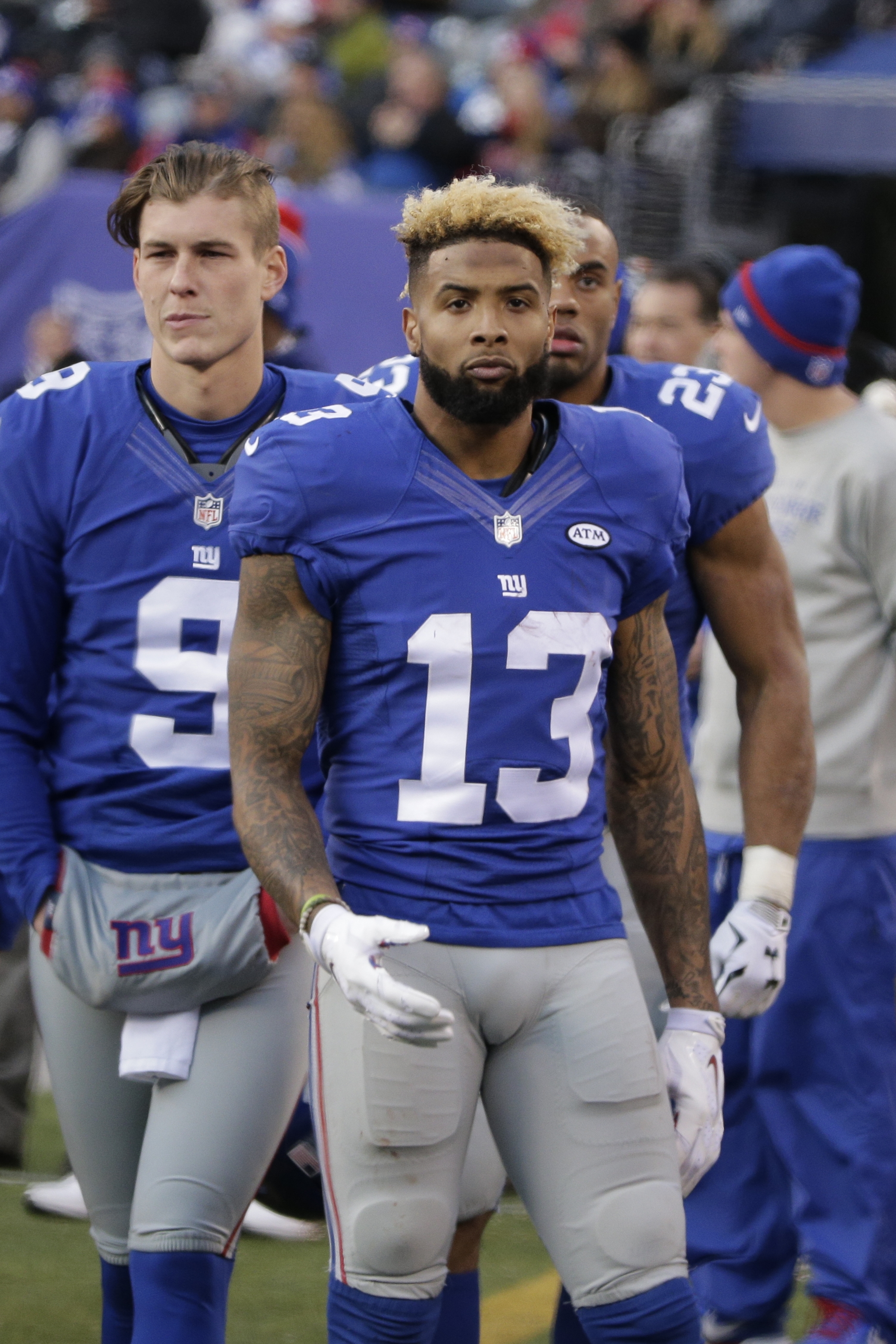 New York Giants wide receiver Odell Beckham (13) comes off the