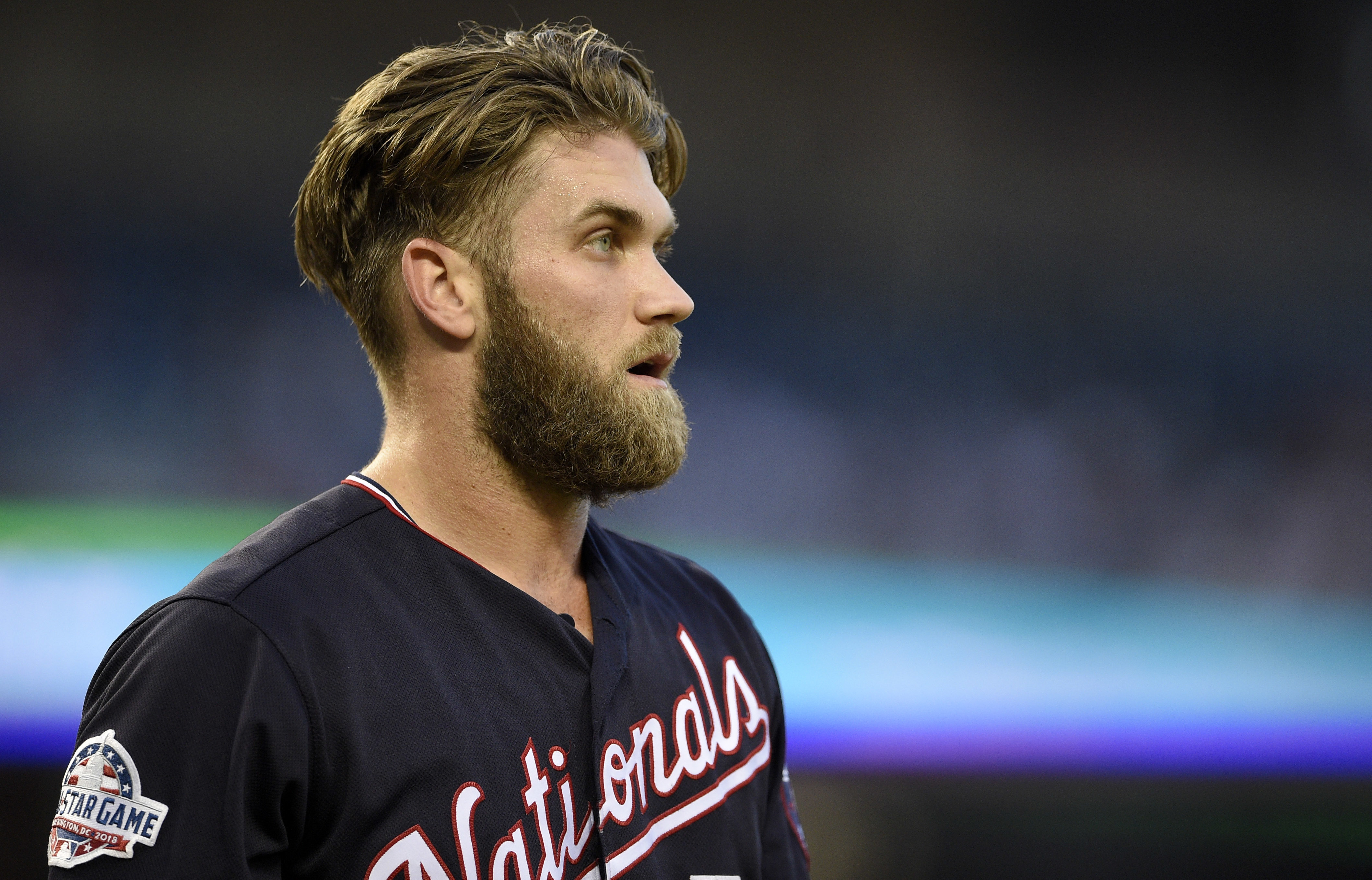 Bryce Harper of Washington Nationals signs hair product