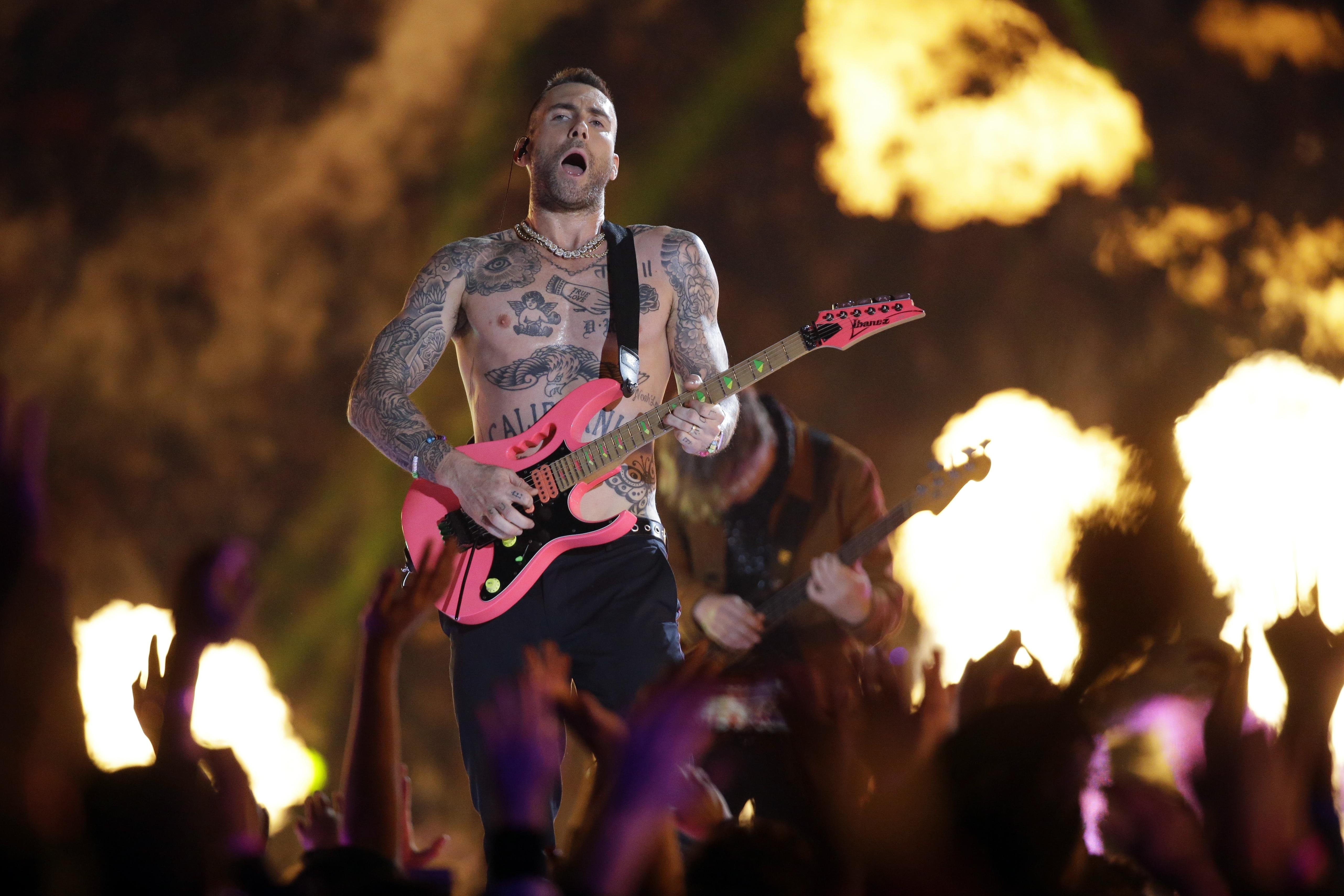 Adam Levine's shirtless Super Bowl halftime performance sparks