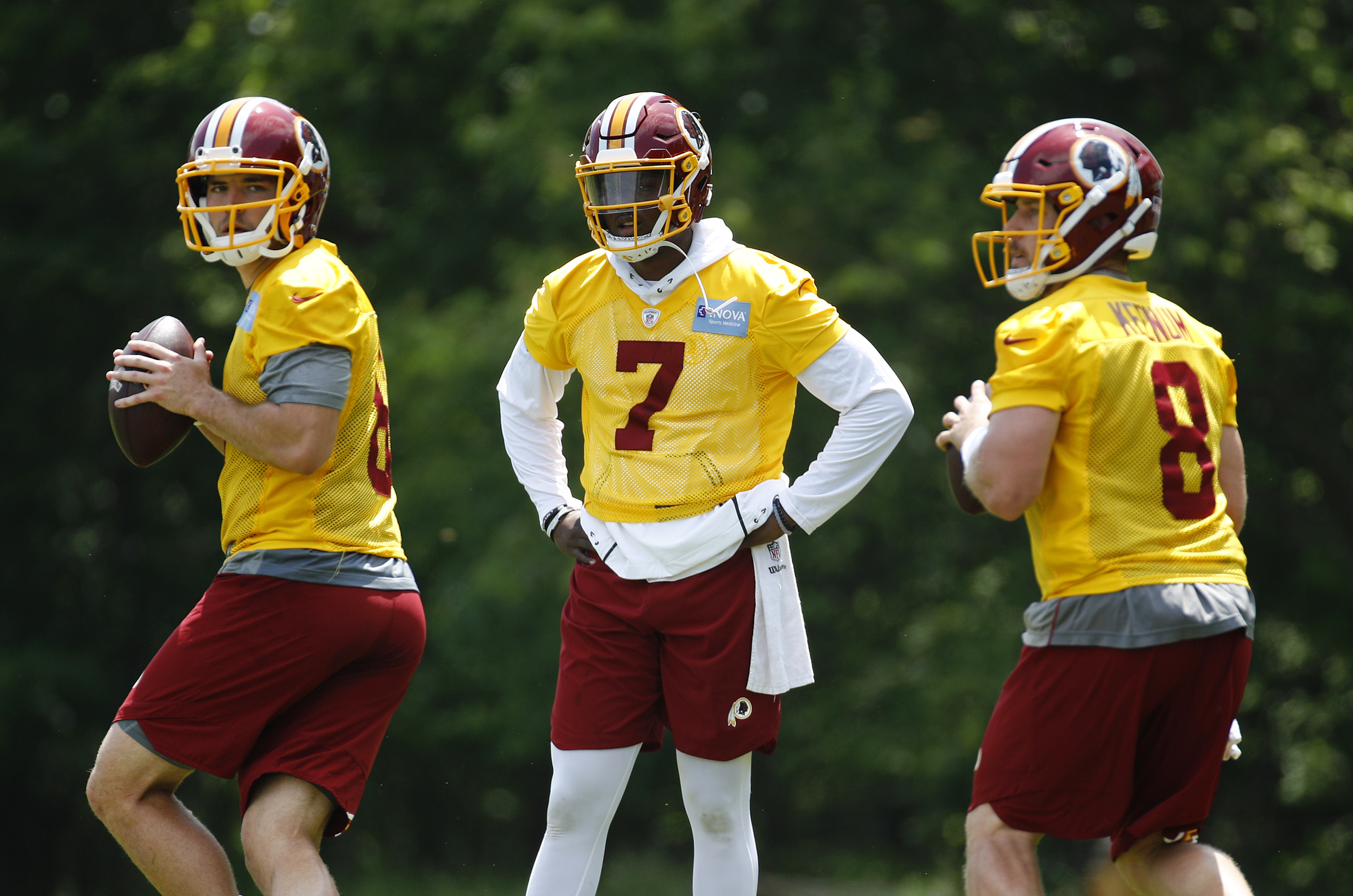 Dwayne Haskins connects with Terry McLaurin in Redskins rookie camp