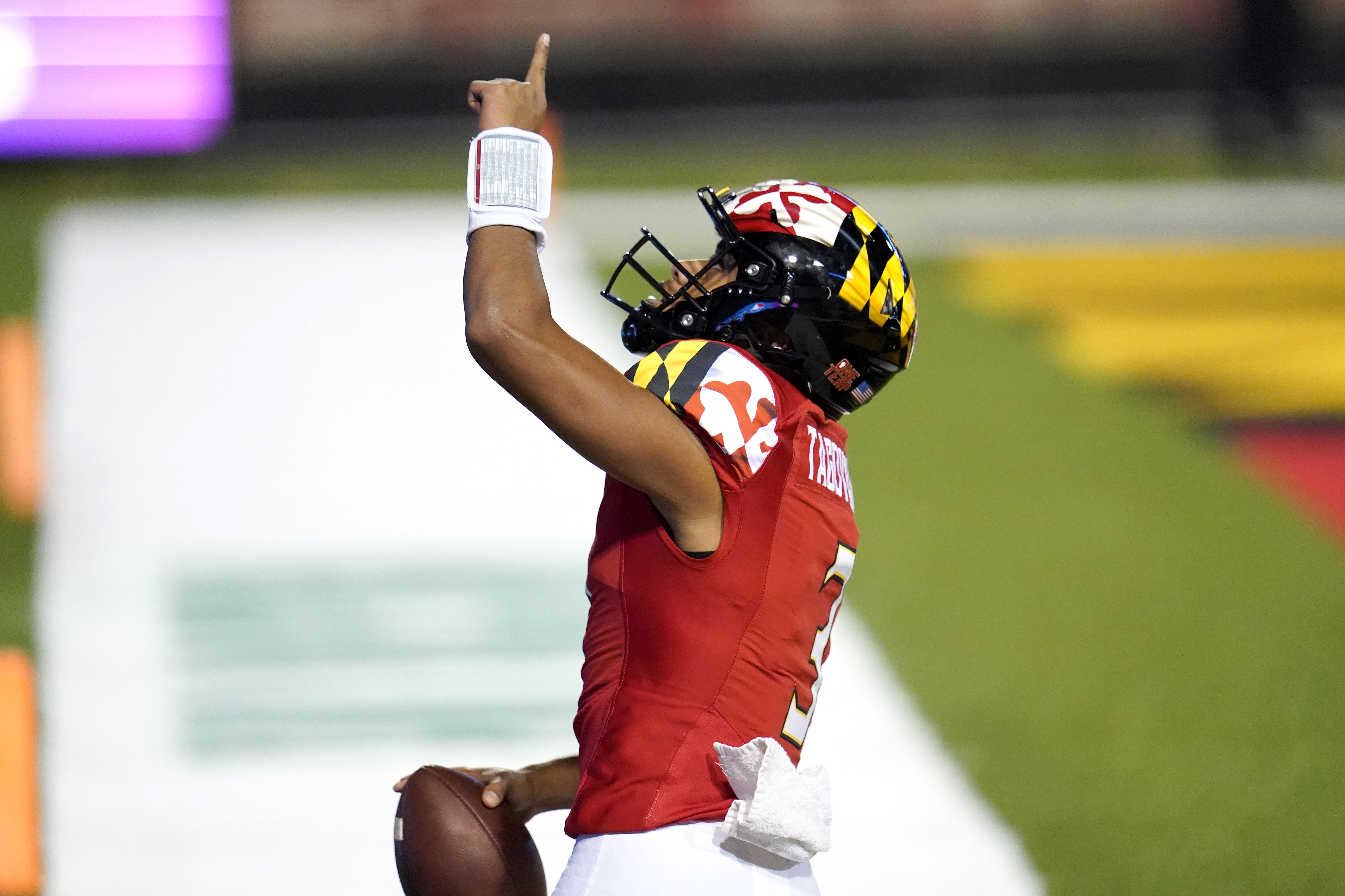 Taulia Tagovailoa Maryland Terrapins Autographed 11 x 14 On The Run  Spotlight Photograph