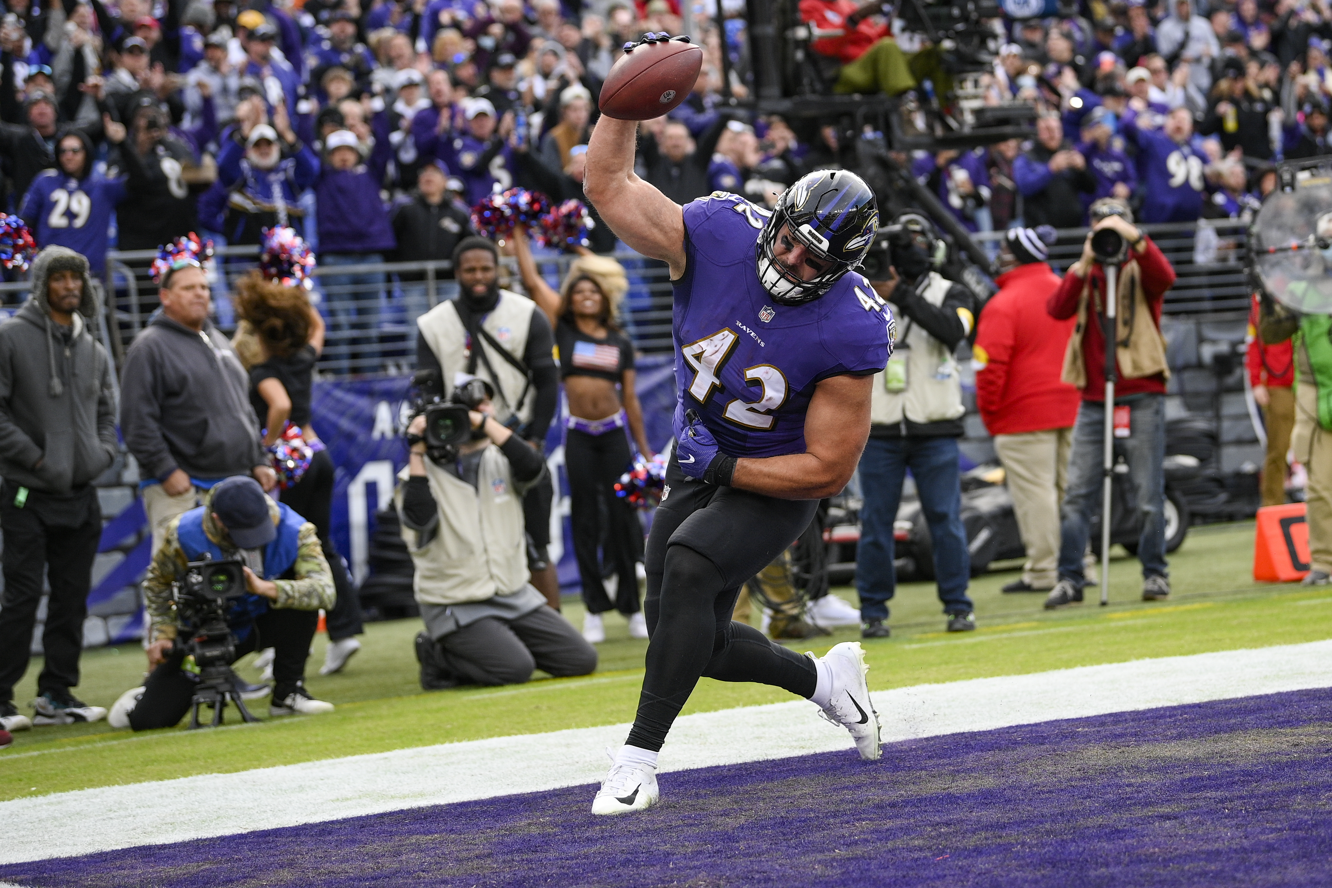 Baltimore Ravens linebacker Josh Bynes (56) walks off the field