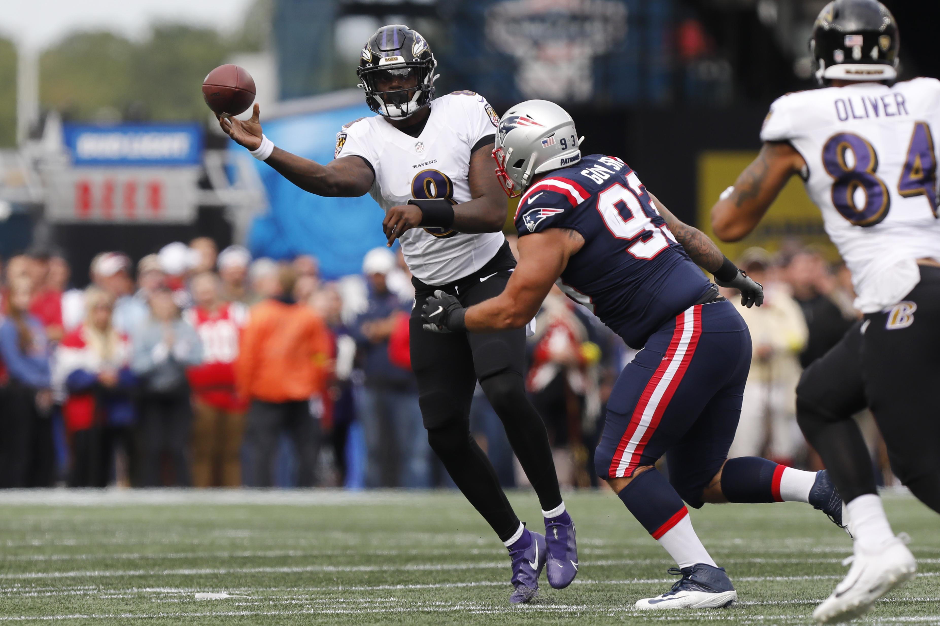 Lamar Jackson accounts for 5 TDs, Ravens hold off Patriots 37-26 -  Washington Times