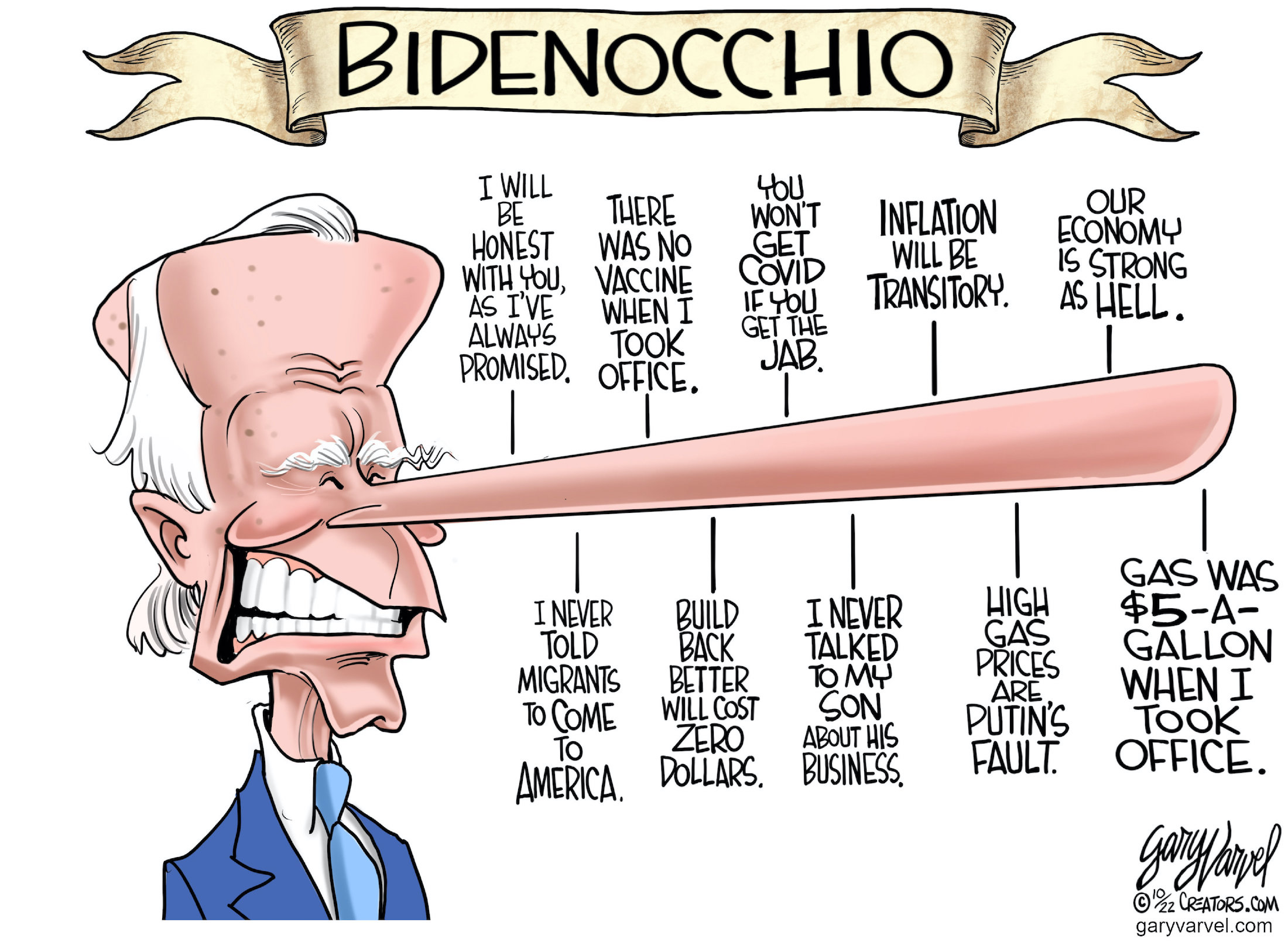 Political Cartoons - Tooning into Sleepy Joe Biden - Bidenocchio - Washington Times