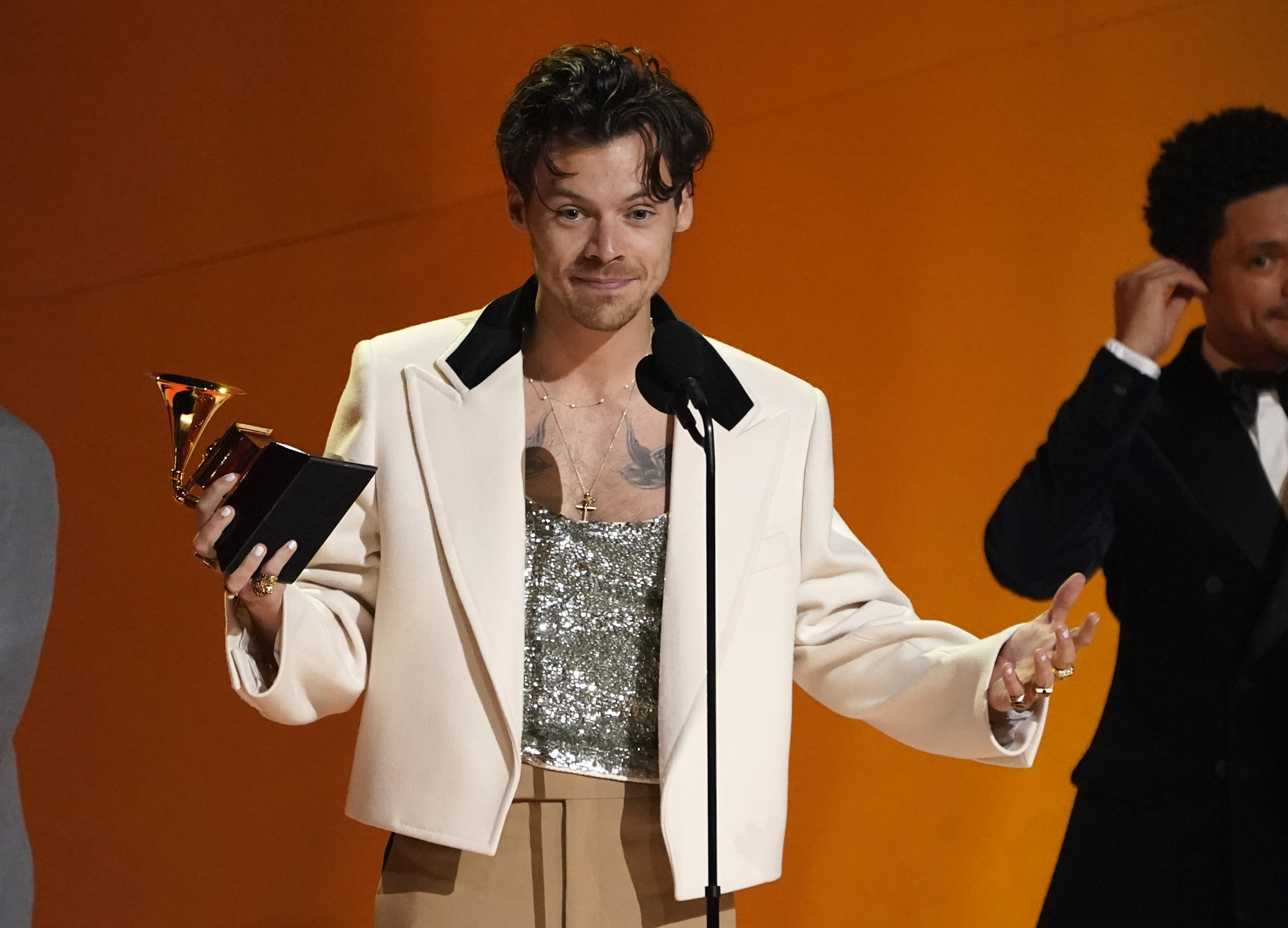 Harry Styles Grammys Awards White Jacket
