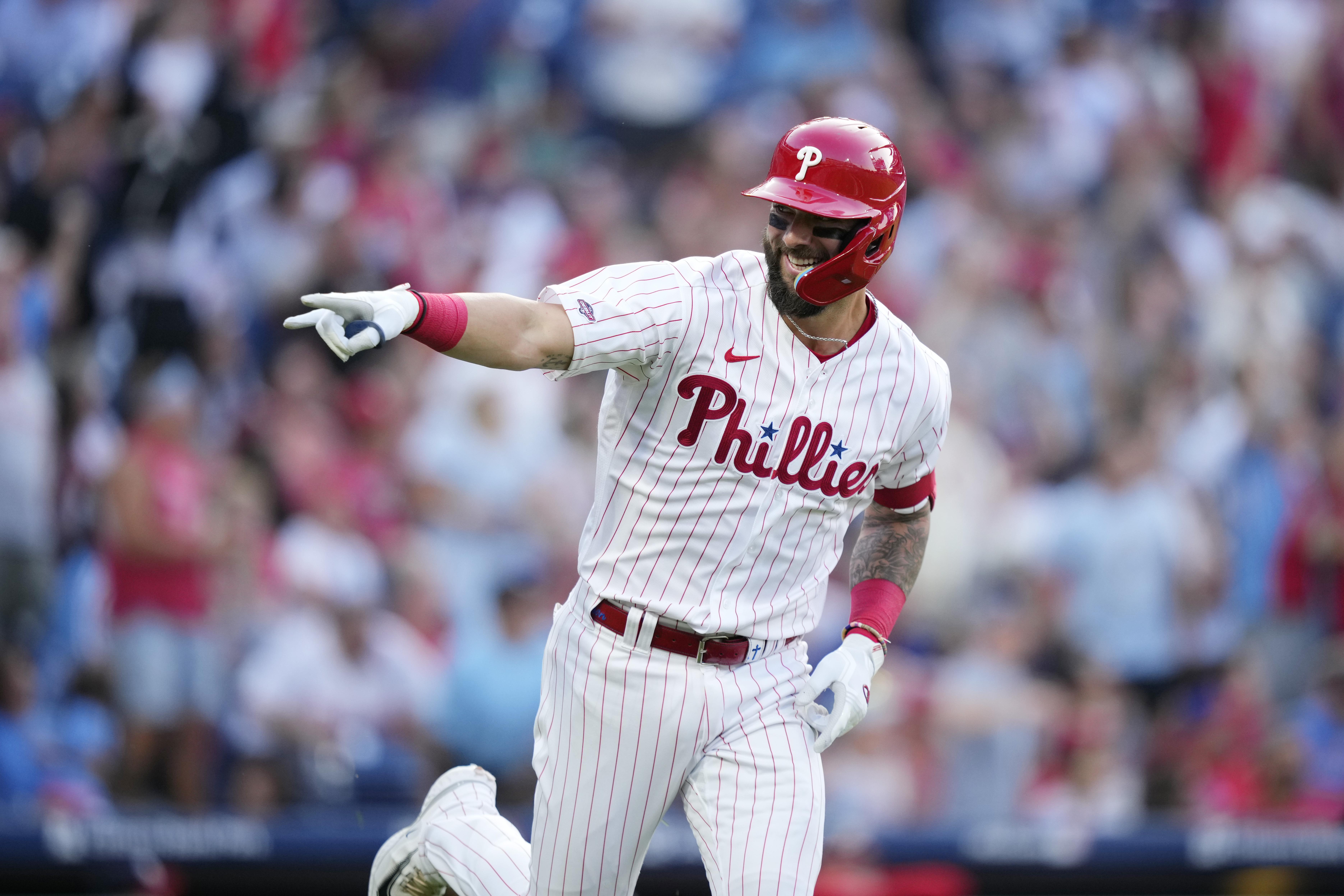 Washington Nationals Bryce Harper walks off after hitting a group out  single against the Philadelphia Phillies in the sixth inning at Nationals  Park in Washington, D.C. on April 28, 2016. Photo by