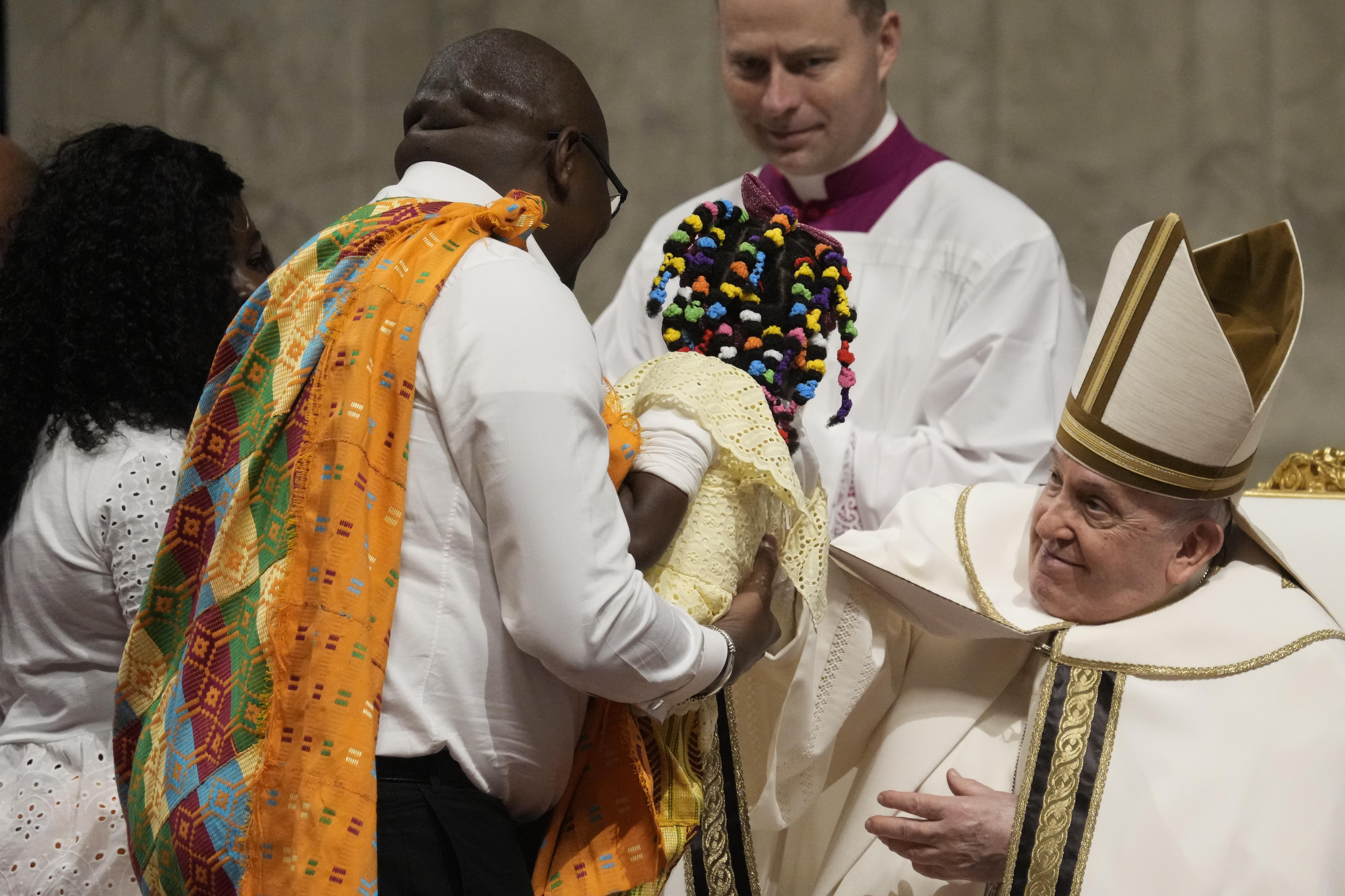 Pope Francis, presiding over Christmas Eve Mass in St. Peter's