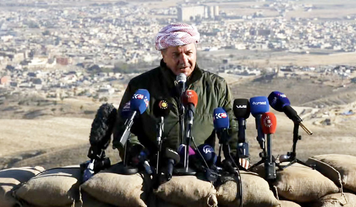 President Barzani announced the recapture of Sinjar from ISIS at a press conference overlooking the city on November 13, 2015. (sponsored)